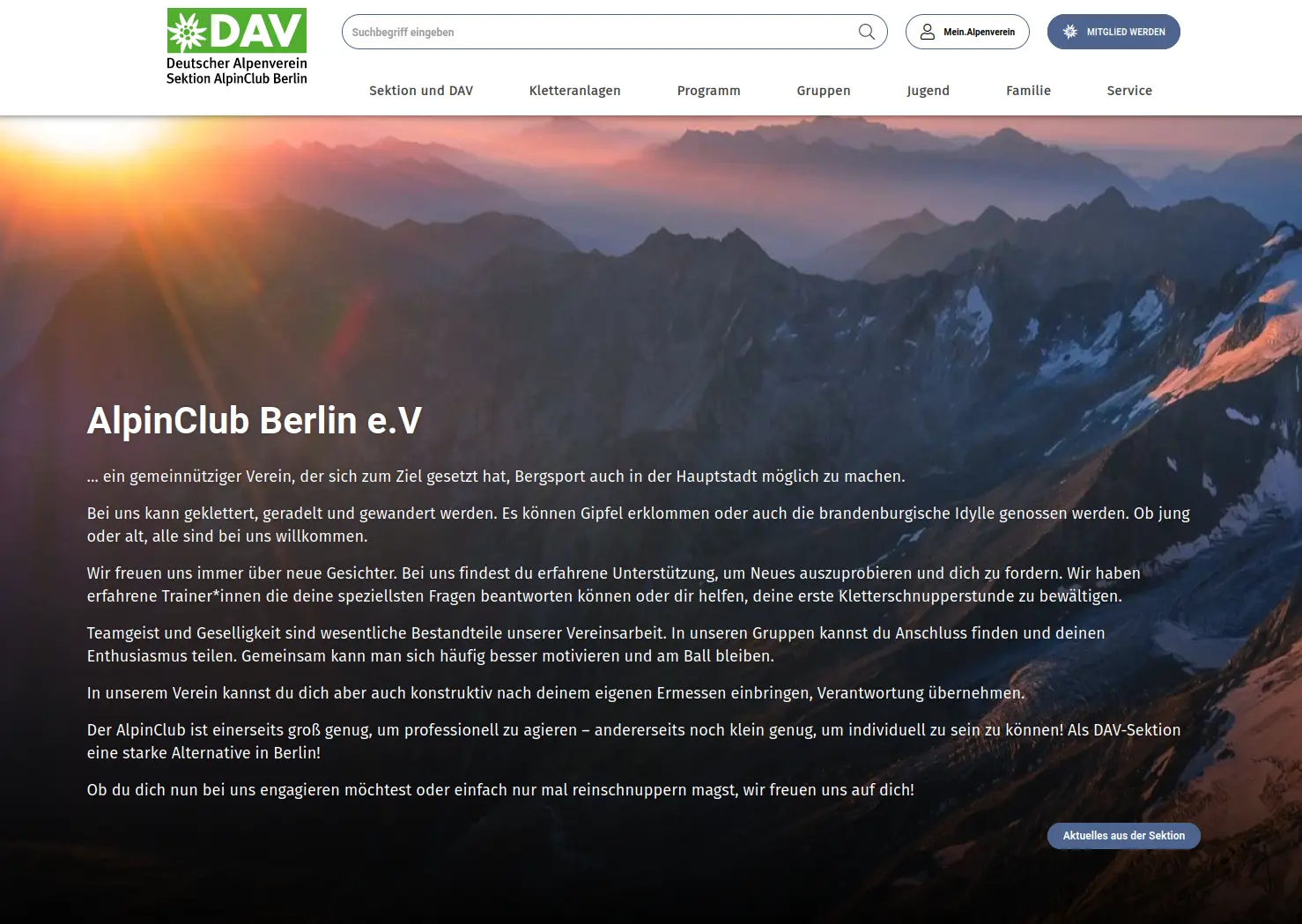 Website neu 2023 | © DAV/AlpinClub Berlin