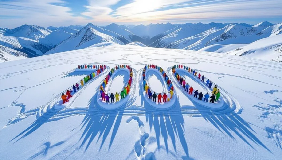 Menschen formen die Zahl 7000 | © AlpinClub Berlin DreamScape I1