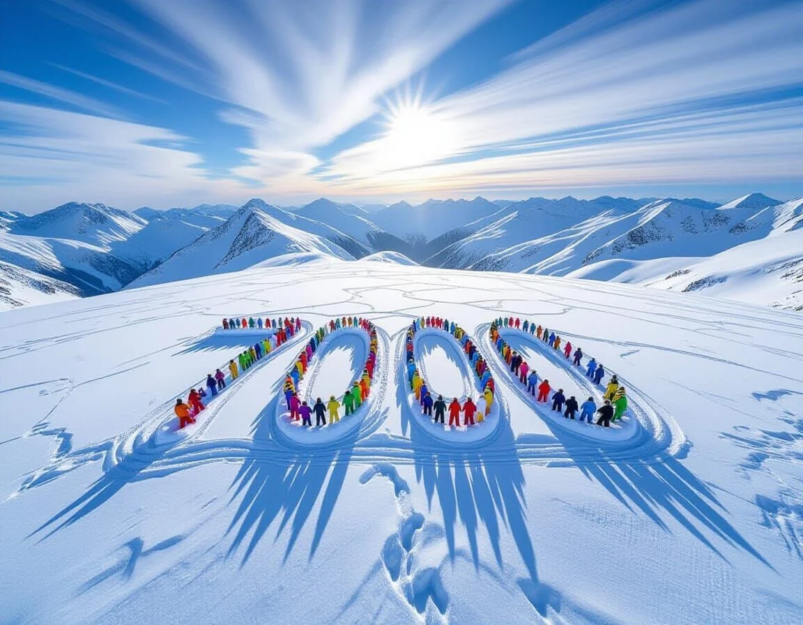 Menschen formen die Zahl 7000 | © AlpinClub Berlin DreamScape I1