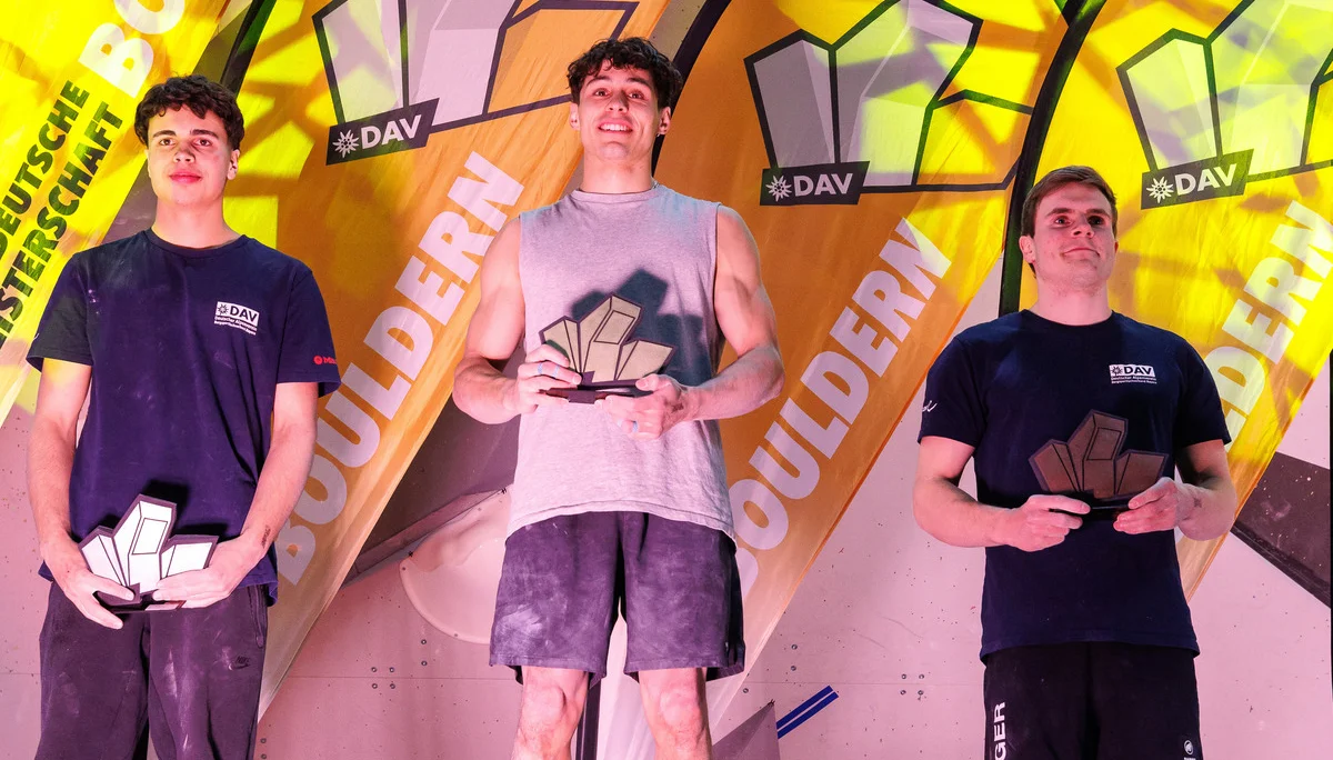 Podium Herren - Deutsche Meisterschaft Bouldern 2025 | © Marco Kost / DAV