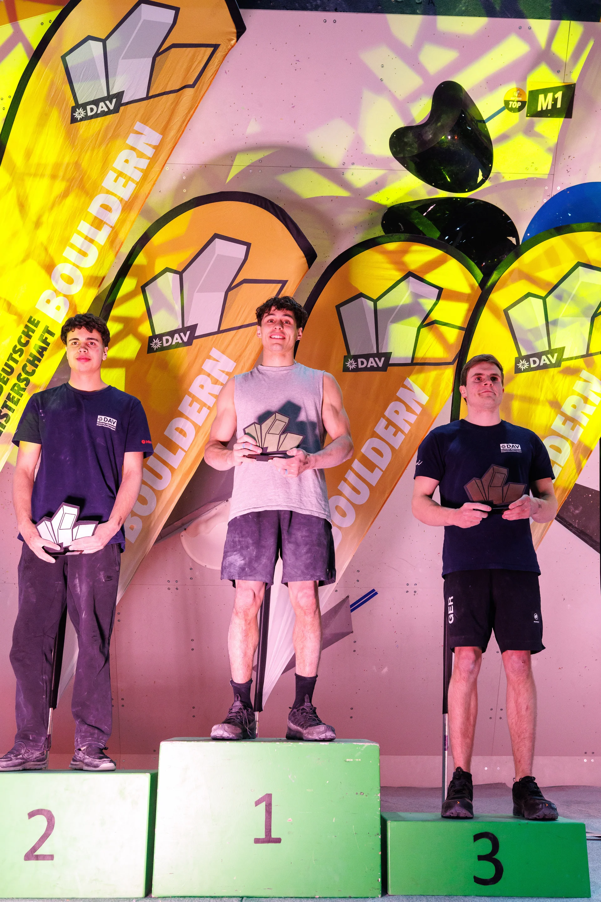 Podium Herren - Deutsche Meisterschaft Bouldern 2025 | © Marco Kost / DAV