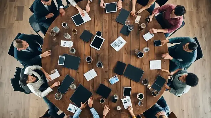 People around a table | © Nightcafe AI with Dreamshaper XL Lightning