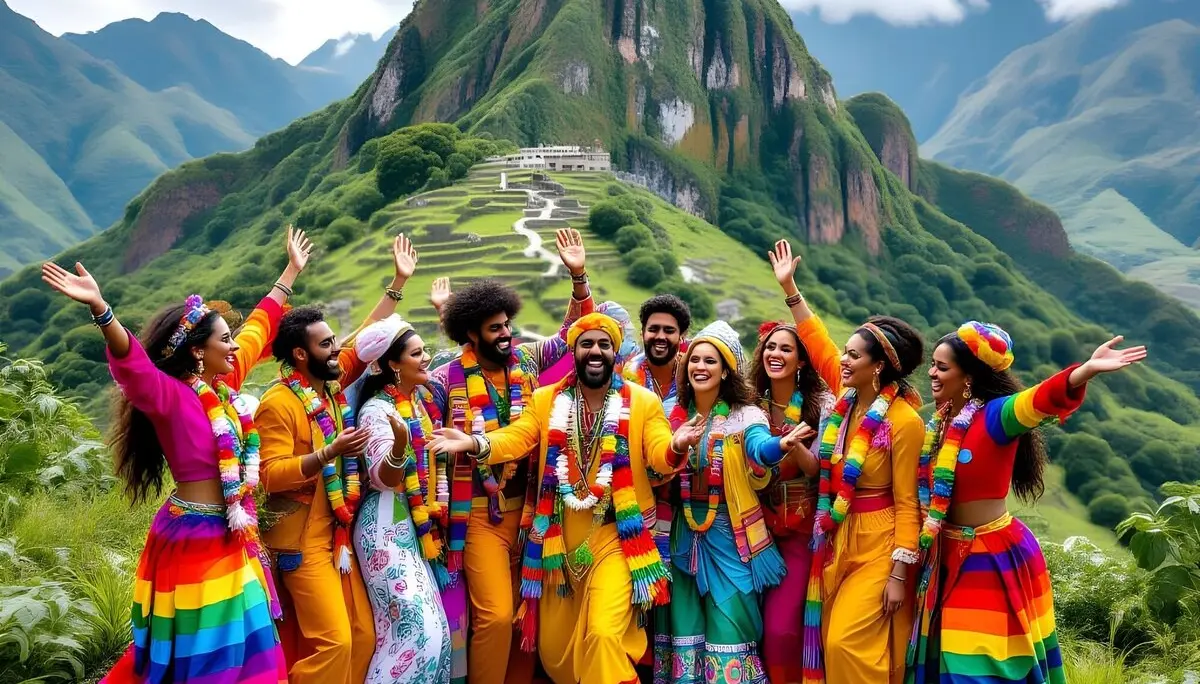 Farbenfrohe Menschen am Berg | © AlpinClub Berlin / HiDream I1