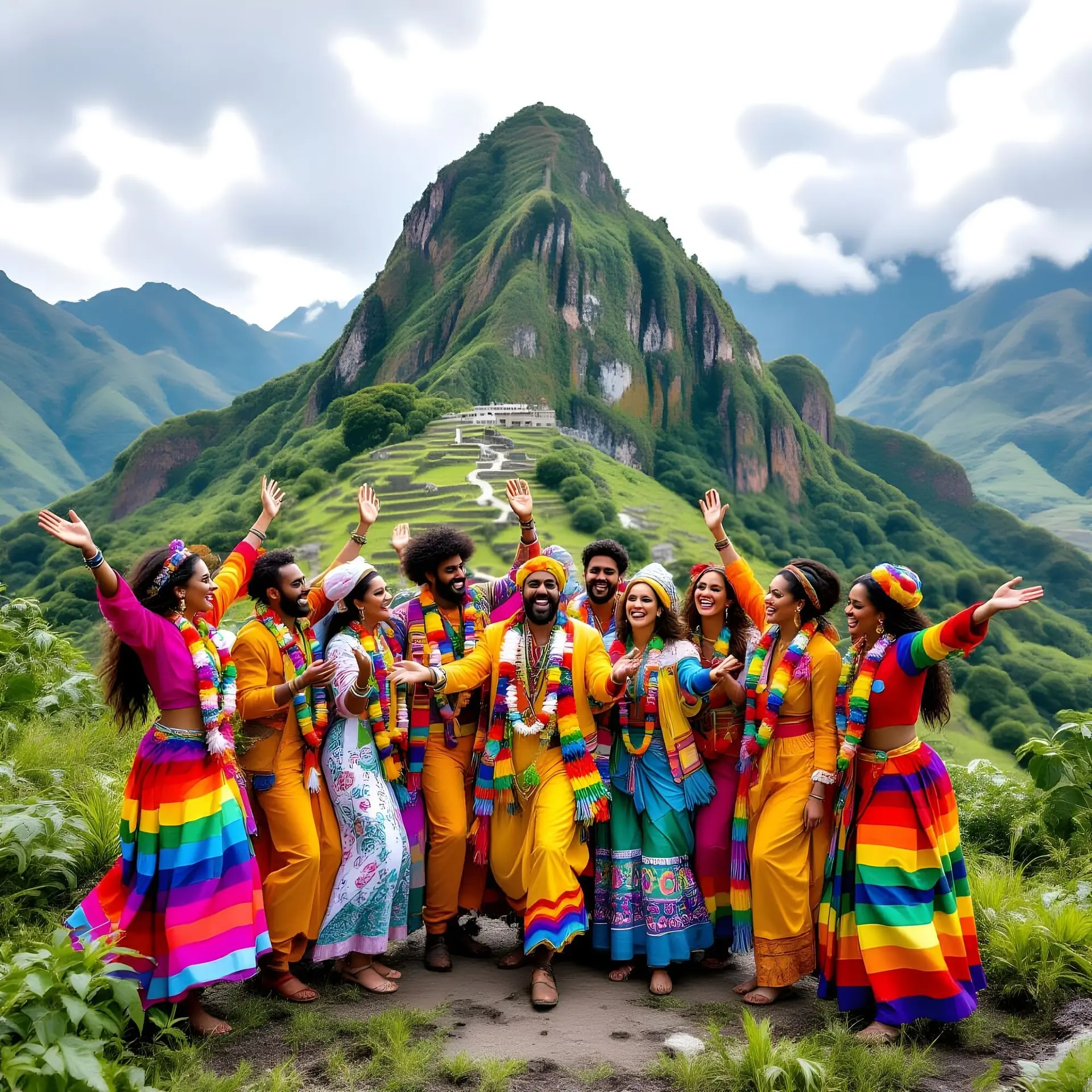 Farbenfrohe Menschen am Berg | © AlpinClub Berlin / HiDream I1